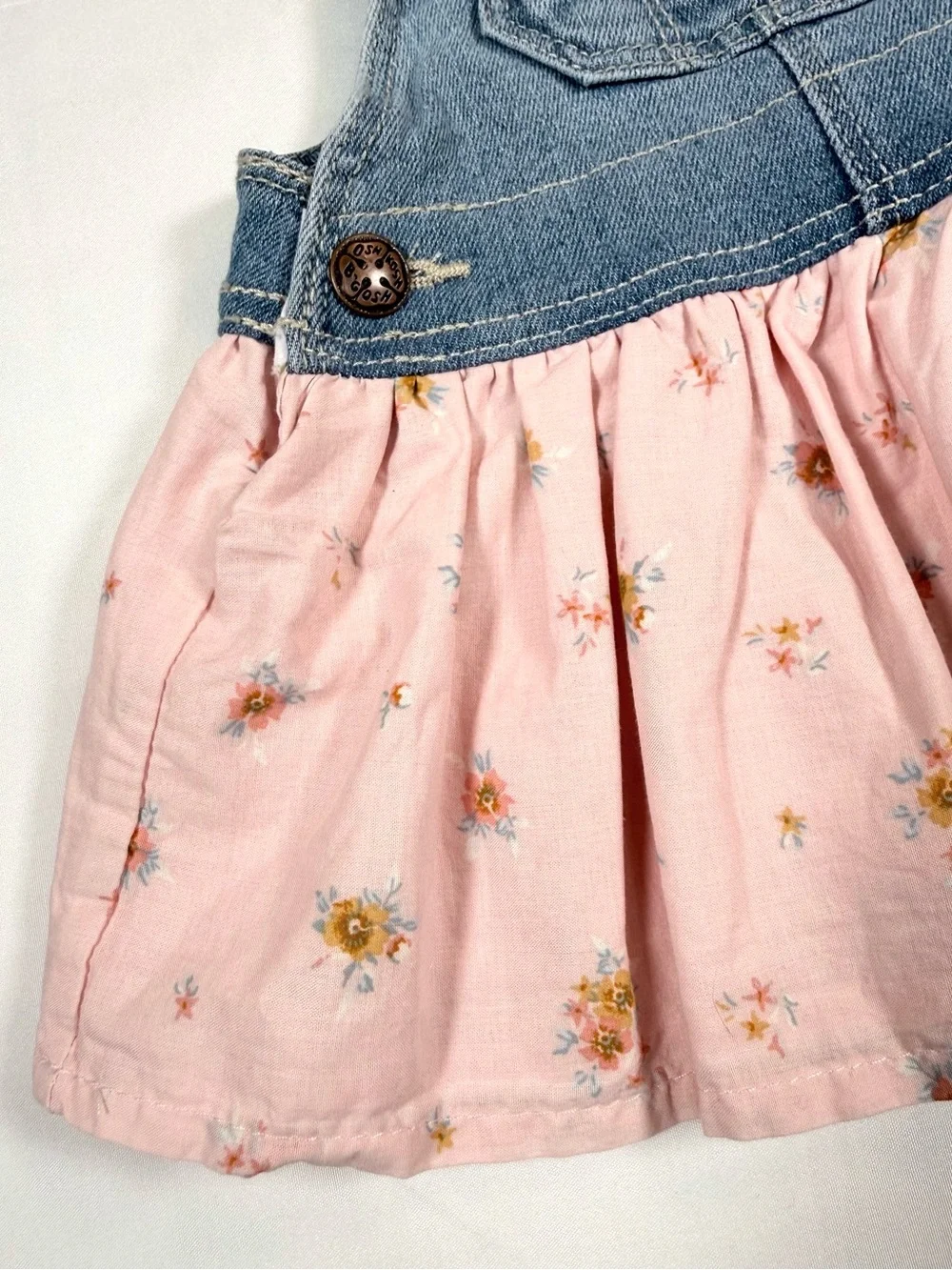 NWT OSHKOSH Girl Denim Floral Overall Jumper Dress 3M Cottagecore‎ Farmhouse NEW